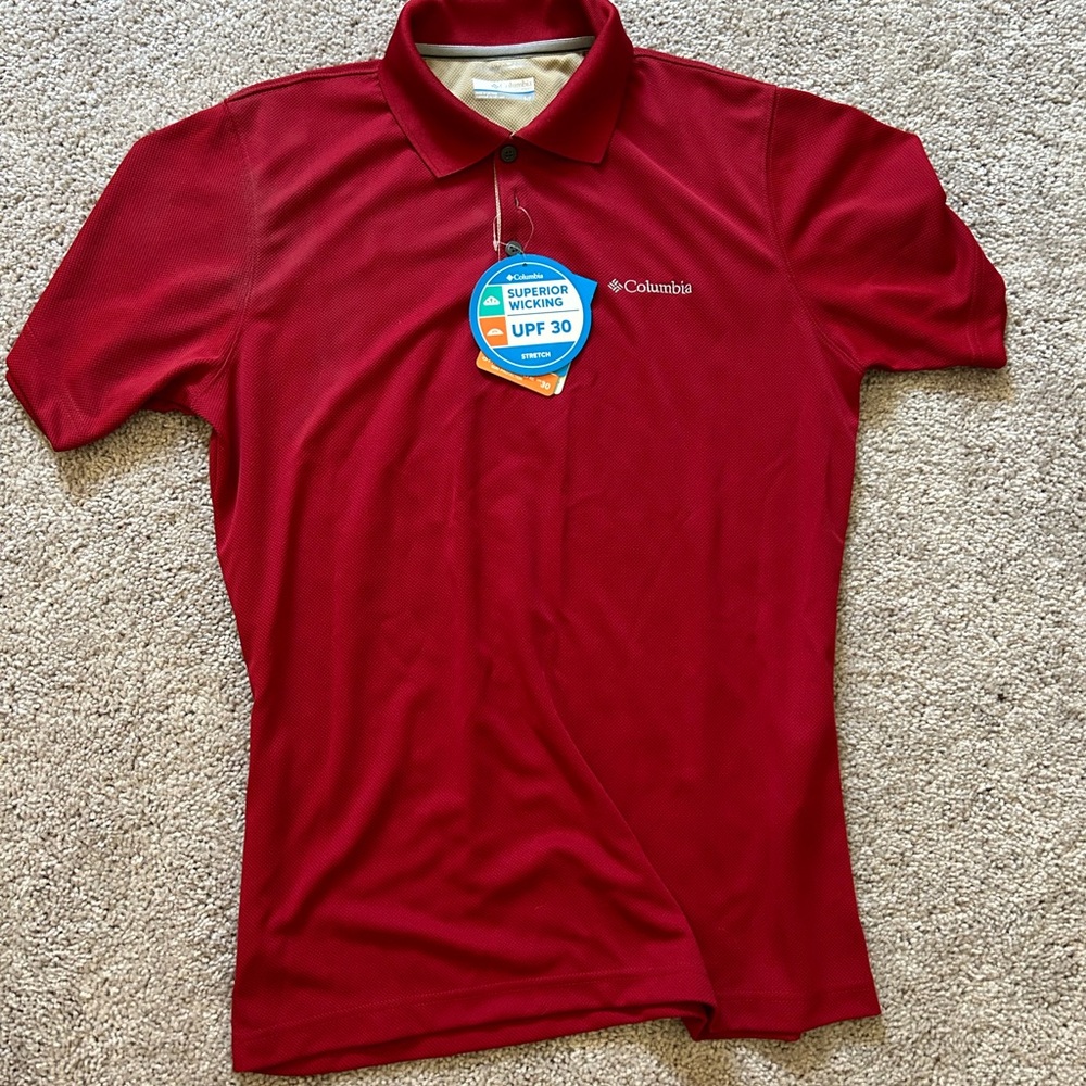 NWT Columbia Men's Deep Red Polo Shirt